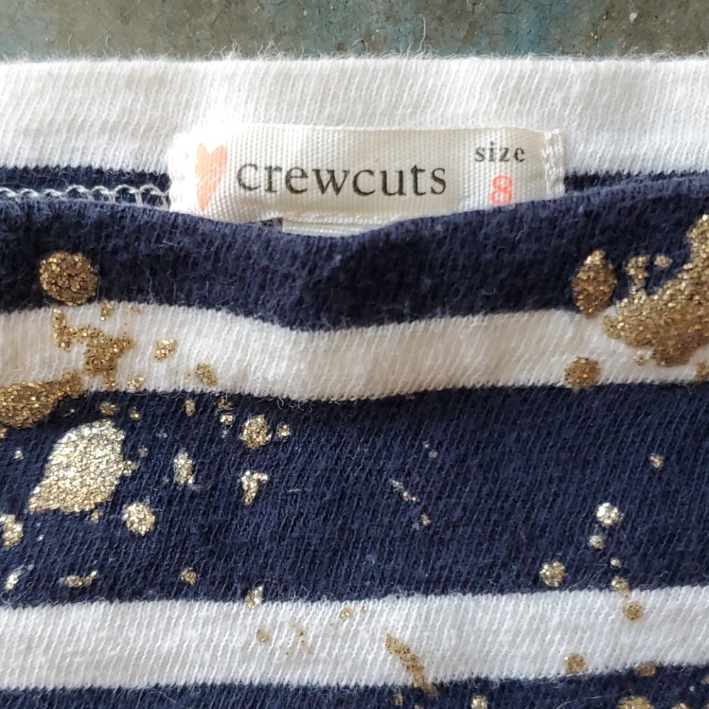 3/$10 Crewcuts Striped Cotton Gold Splattered Top girls size 8 - Picture 3 of 3